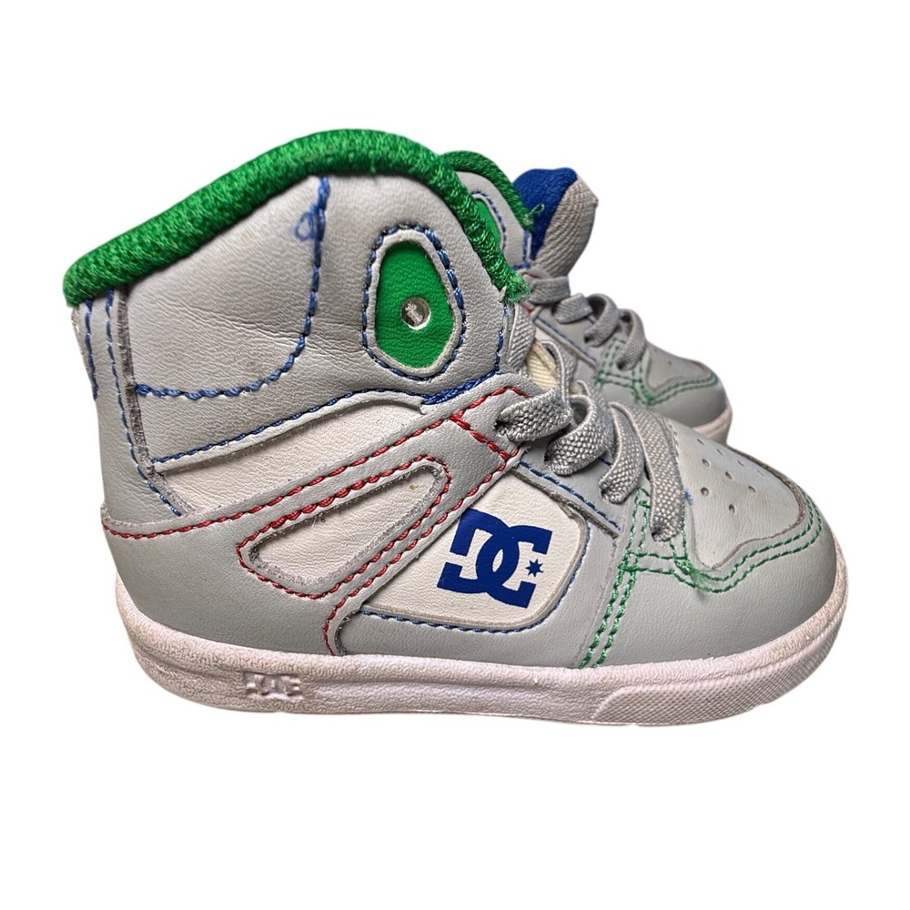 DC Shoes Kids Toddler Pure High Top Sneakers Gray Blue Green Leather Size 5